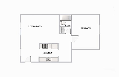 Floor plan for 1 bed, 1 bath, 650 sqft